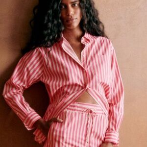 Sezane Max Shirt - Pink & Ecru Stripe size US 6